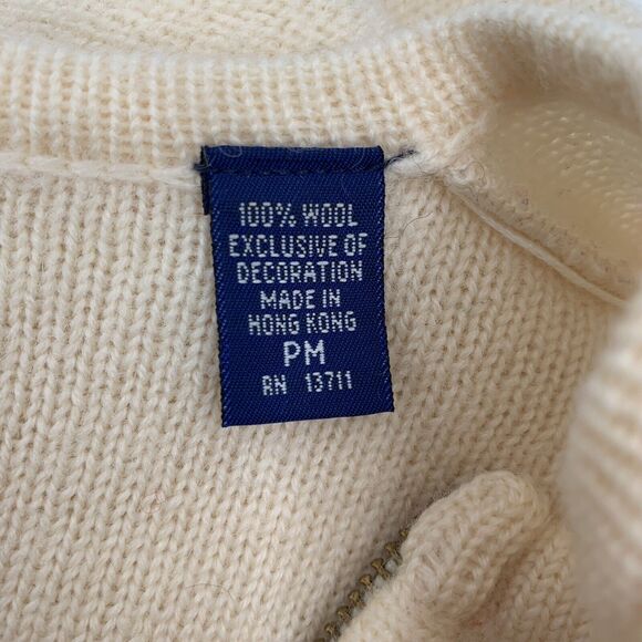 Karen Scott Petite Sz PM Cardigan Sweater Wool Embroidered Sequin Beads Full Zip - Picture 3 of 6